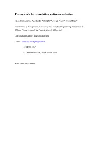 Framework for Simulation Software Selection