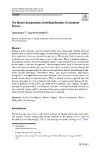 The Moral Consideration of Artificial Entities: a Literature Review