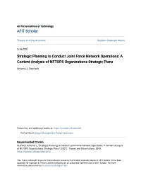A Content Analysis of NETOPS Organizations Strategic Plans