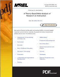 A Theory-Based Meta-Analysis of Research on Instruction