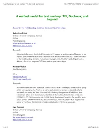A Unified Model for Text Markup: TEI, Docbook, and Beyond File:///TEI/Talks/2004-04-18-Xmleurope/Gca/X.Html