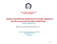 ARCI Uniform Classification Guidelines for Foreign Substances, Or Similar State Regulatory Guidelines, Shall Be Assigned Points As Follows