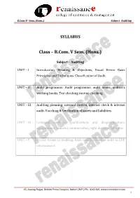 Class – B.Com. V Sem. (Hons.)