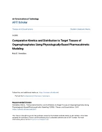 Comparative Kinetics and Distribution to Target Tissues of Organophosphates Using Physiologically-Based Pharmacokinetic Modeling