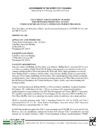 Fact Sheet and Statement of Basis for Proposed Permitting Action Under 20 Dcmr 300 (Title V-Operating Permit Program)