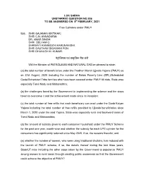LOK SABHA UNSTARRED QUESTION NO.936 to BE ANSWERED on 8Th FEBRUARY, 2021 Free Cylinders Under PMUY 936. SHRI GAJANAN KIRTIKAR