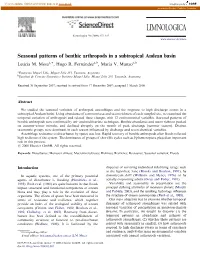 Seasonal Patterns of Benthic Arthropods in a Subtropical Andean Basin Leticia M