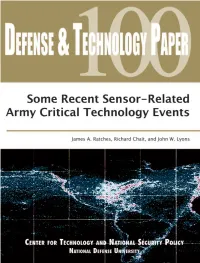 Some Recent Sensor-Related Army Critical Technology Events