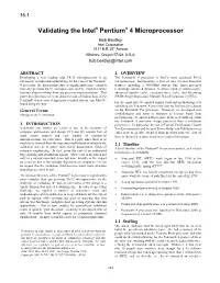 Validating the Intel® Pentium® 4 Microprocessor