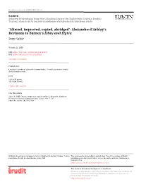 'Altered, Improved, Copied, Abridged': Alexandre D'arblay's Revisions to Burney's Edwy and Elgiva Peter Sabor