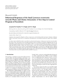 Behavioral Responses of the Snail Lymnaea Acuminata Towards Photo and Chemo Attractants: a New Step in Control Program of Fasciolosis