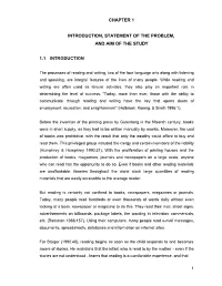 Chapter 1 Introduction, Statement of the Problem