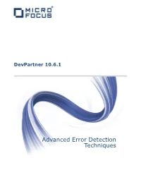 Devpartner Advanced Error Detection Techniques Table of Contents