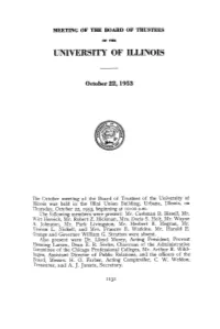 October 22, 1953, Minutes | UI Board of Trustees