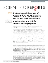 Spatiotemporal Dynamics of Aurora B-PLK1-MCAK Signaling Axis