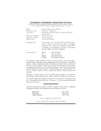 ANDREWS UNIVERSITY SEMINARY STUDIES the Journal of the Seventh-Day Adventist Theological Seminary at Andrews University 4145 E