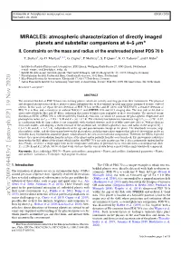 Arxiv:2009.04483V2 [Astro-Ph.EP] 19 Nov 2020 2015), but the Direct Detection of These Potential Protoplanets Re- Data