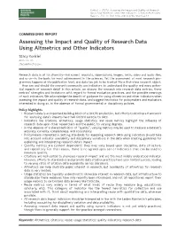Assessing the Impact and Quality of Research Data Using Altmetrics and Other Indicators