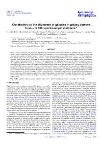 Constraints on the Alignment of Galaxies in Galaxy Clusters from ~14 000 Spectroscopic Members⋆