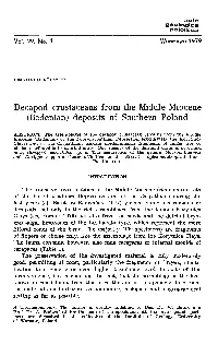 Deca Pod Crustaceans from the Middle Miocene (Badenian) Deposits Of