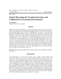 Instant Messaging for Creating Interactive and Collaborative M-Learning Environments