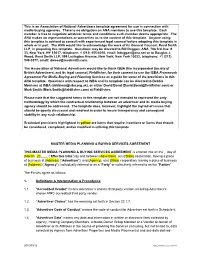 This Is an Association of National Advertisers Template Agreement for Use in Connection with Media Buying Agencies