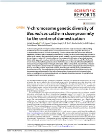 Y-Chromosome Genetic Diversity of Bos Indicus Cattle in Close Proximity to the Centre of Domestication Indrajit Ganguly 1 ✉ , C