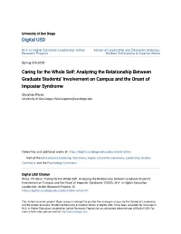 Caring for the Whole Self: Analyzing the Relationship Between Graduate Students’ Involvement on Campus and the Onset of Imposter Syndrome