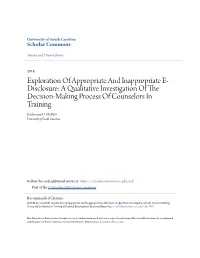 Exploration of Appropriate and Inappropriate E-Disclosure: a Qualitative Investigation of the Decision-Making Process of Counselors in Training