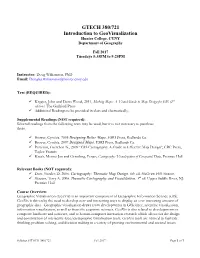 GTECH 380/721 Introduction to Geovisualization Hunter College, CUNY Department of Geography