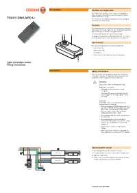 Mounting Instructions OSRAM Sensor Touch DIM LS/PD LI Light And