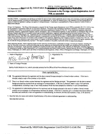 Pursuant to the Foreign Agents Registration Act of 1938, As Amended