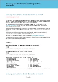 Recovery and Resilience Grant Program EOI Form Preview