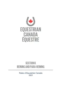 Section K Reining and Para-Reining