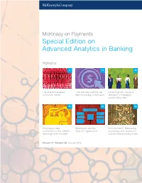 Special Edition on Advanced Analytics in Banking