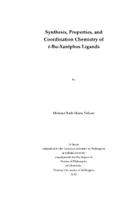 Synthesis, Properties, and Coordination Chemistry of T-Bu-Xantphos Ligands