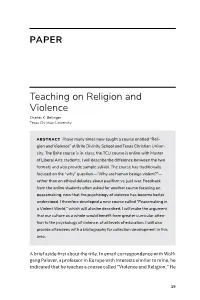 Teaching on Religion and Violence Charles K