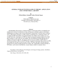 1 GENERAL PURPOSE TECHNOLOGIES in THEORY, APPLICATION and CONTROVERSY: a REVIEW by Clifford Bekar, Kenneth Carlaw, Richard Lipse