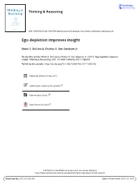 Ego Depletion Improves Insight