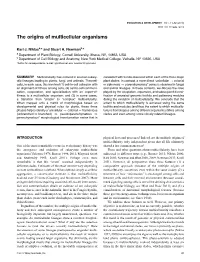 The Origins of Multicellular Organisms