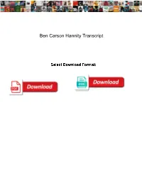 Ben Carson Hannity Transcript