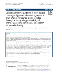 Cortical Ischaemic Patterns in Term Partial-Prolonged Hypoxic