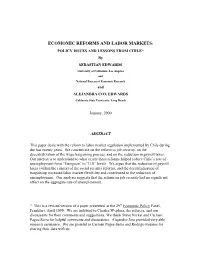 Economic Reforms and Labor Markets: Policy Issues and Lessons from Chile