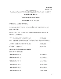 Pali] Optional Paper-Iv, Paper- V and Paper-Vi and Vii, Viii and Ix