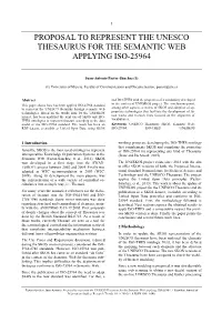 Proposal to Represent the Unesco Thesaurus for the Semantic Web Applying Iso-25964