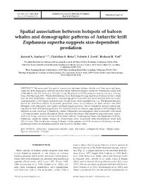 Spatial Association Between Hotspots of Baleen Whales and Demographic Patterns of Antarctic Krill Euphausia Superba Suggests Size-Dependent Predation