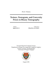 Texture, Nonogram, and Convexity Priors in Binary Tomography