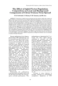 The Effect of Aphid Vector Population Composition on Local and Background Components of Citrus Tristeza Virus Spread