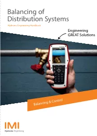 Balancing of Distribution Systems Hydronic Engineering Handbook Engineering GREAT Solutions
