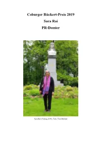 Coburger Rückert-Preis 2019 Sara Rai PR-Dossier